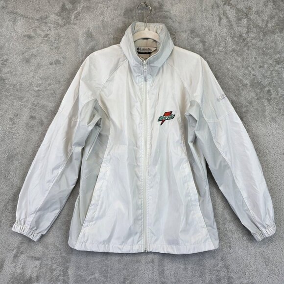 Columbia Jacket Womens Small White Gatorade Full Zip Packable Windbreaker Coat - Picture 1 of 16
